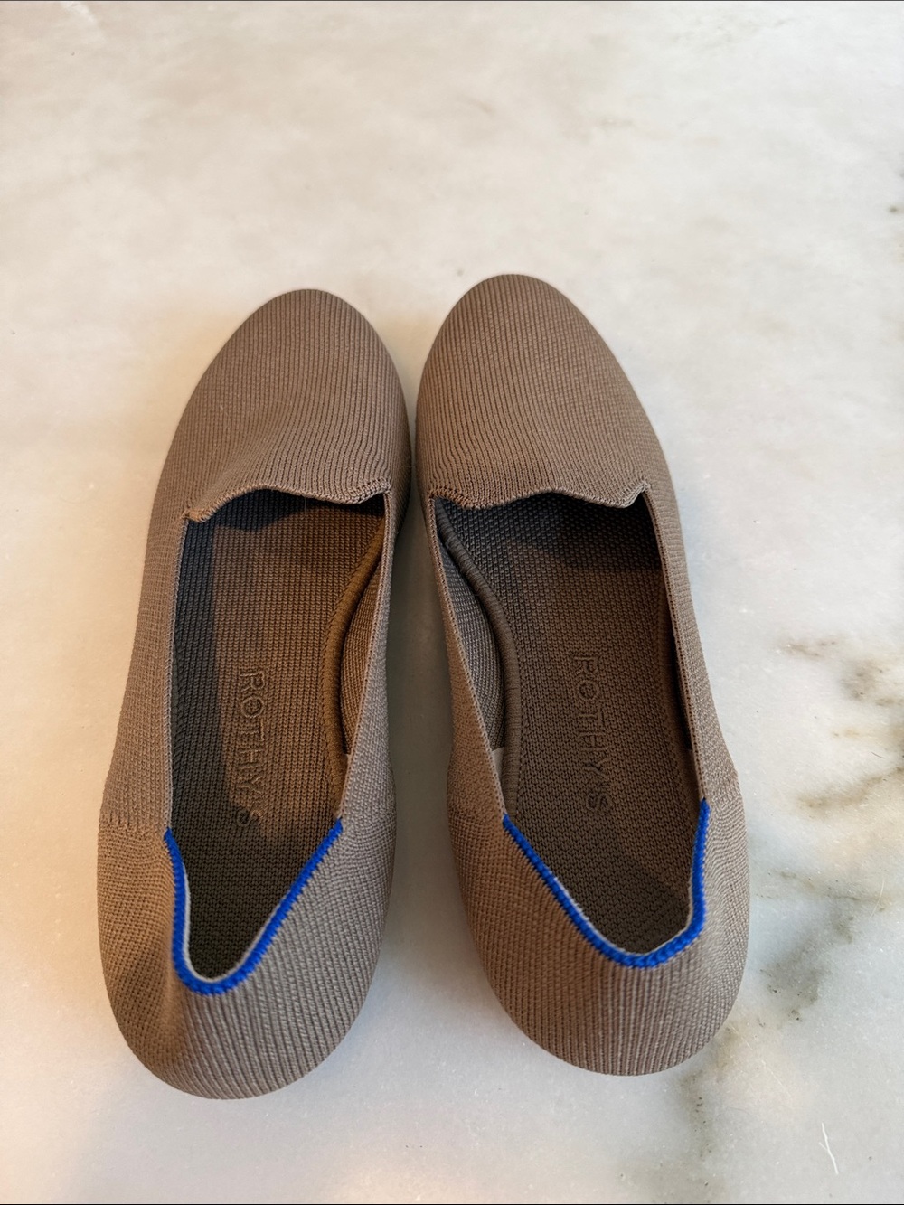 Rothy's The Loafer Portobello with Blue Heel Trim Sz 7